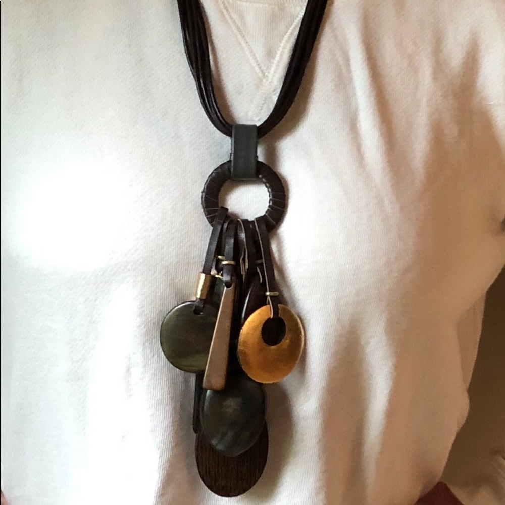 Chico’s wood and leather necklace